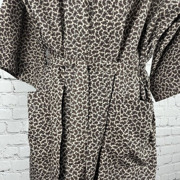 VTG Bill Blass Cream Paisley Print Lightweight Pockets Tie Waist Robe Size O/S - Picture 5 of 10